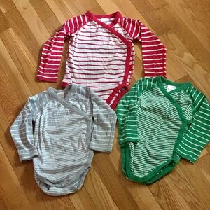 Bundle of 3 Hanna Andersson Baby Side Snap Bodysuits in Organic Cotton, 80 & 90